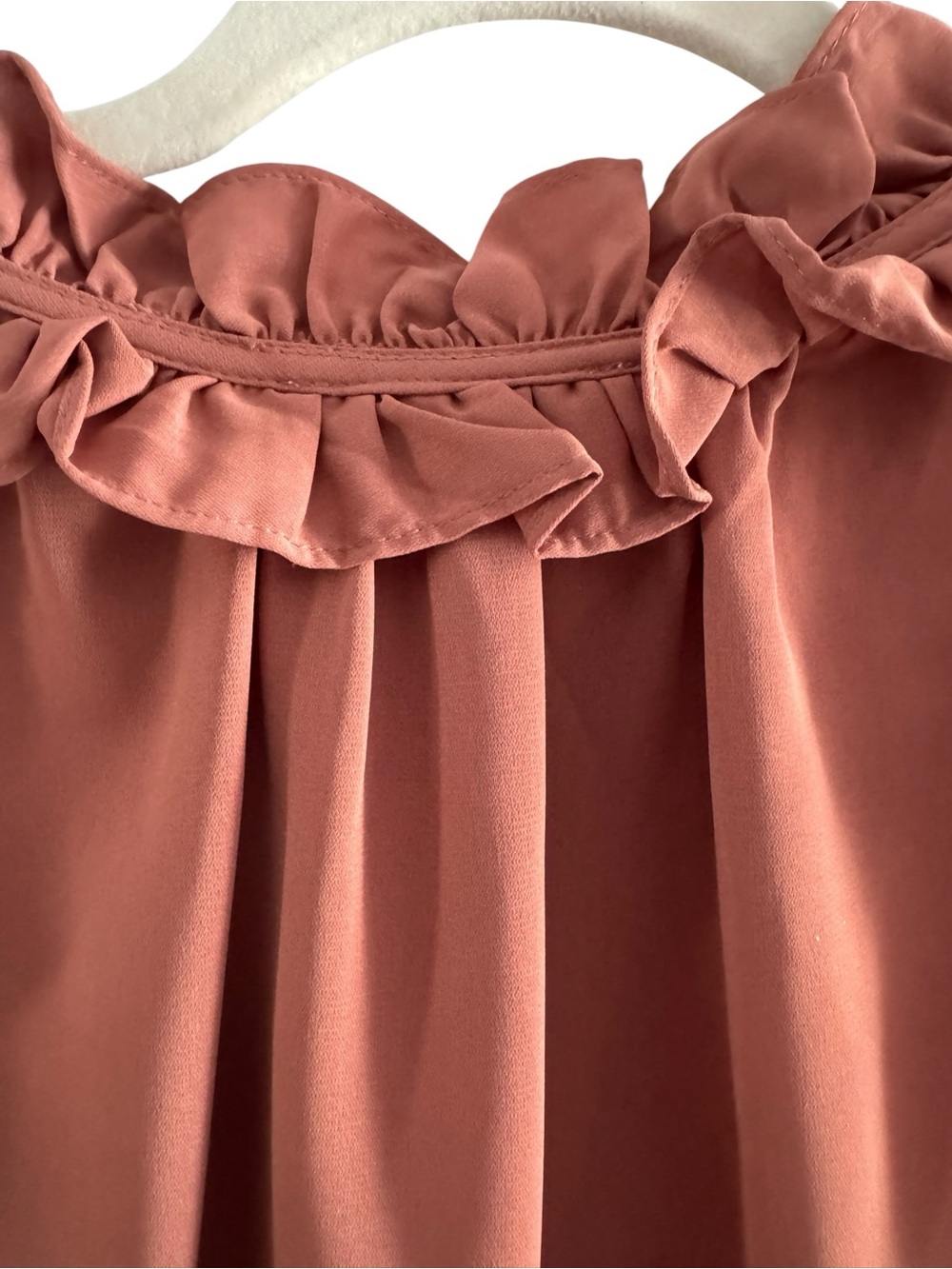 Entro Women’s Dusty Rose‎ Ruffle Sleeve Blouse Size L | Feminine Boho Preppy Top - Picture 5 of 8